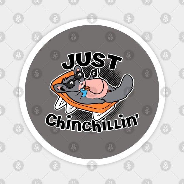 Funny Cute Kawaii Chinchilla Summer Beach Chilling Cartoon Meme Magnet by BoggsNicolas